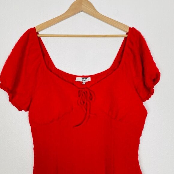 Madden NYC XXL Red Textured Tie Bust Mini Dress - Picture 6 of 15